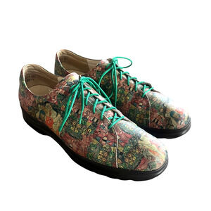 ICON Gustav Klimt Size 10M Green Leather Wearable Art Lace-Up Oxford Shoes USA